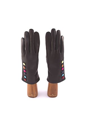 Guanti in pelle con bottoncini colorati Capri Gloves | CA075NERO